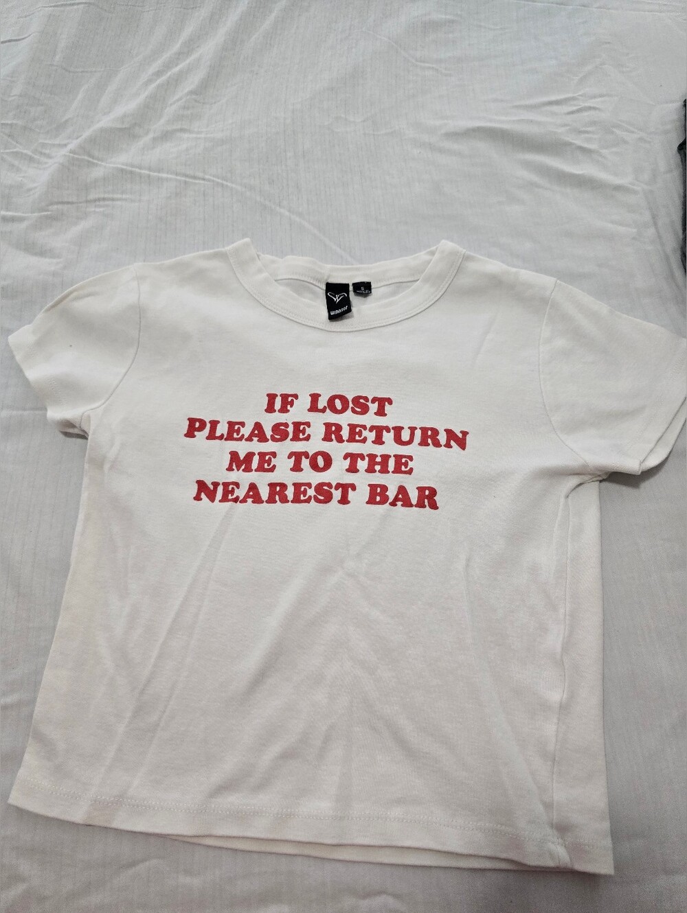 Windsor White Tee with Red Slogan